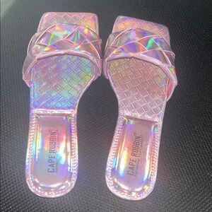 Cape Robbin Iridescent Woven Strap Slides